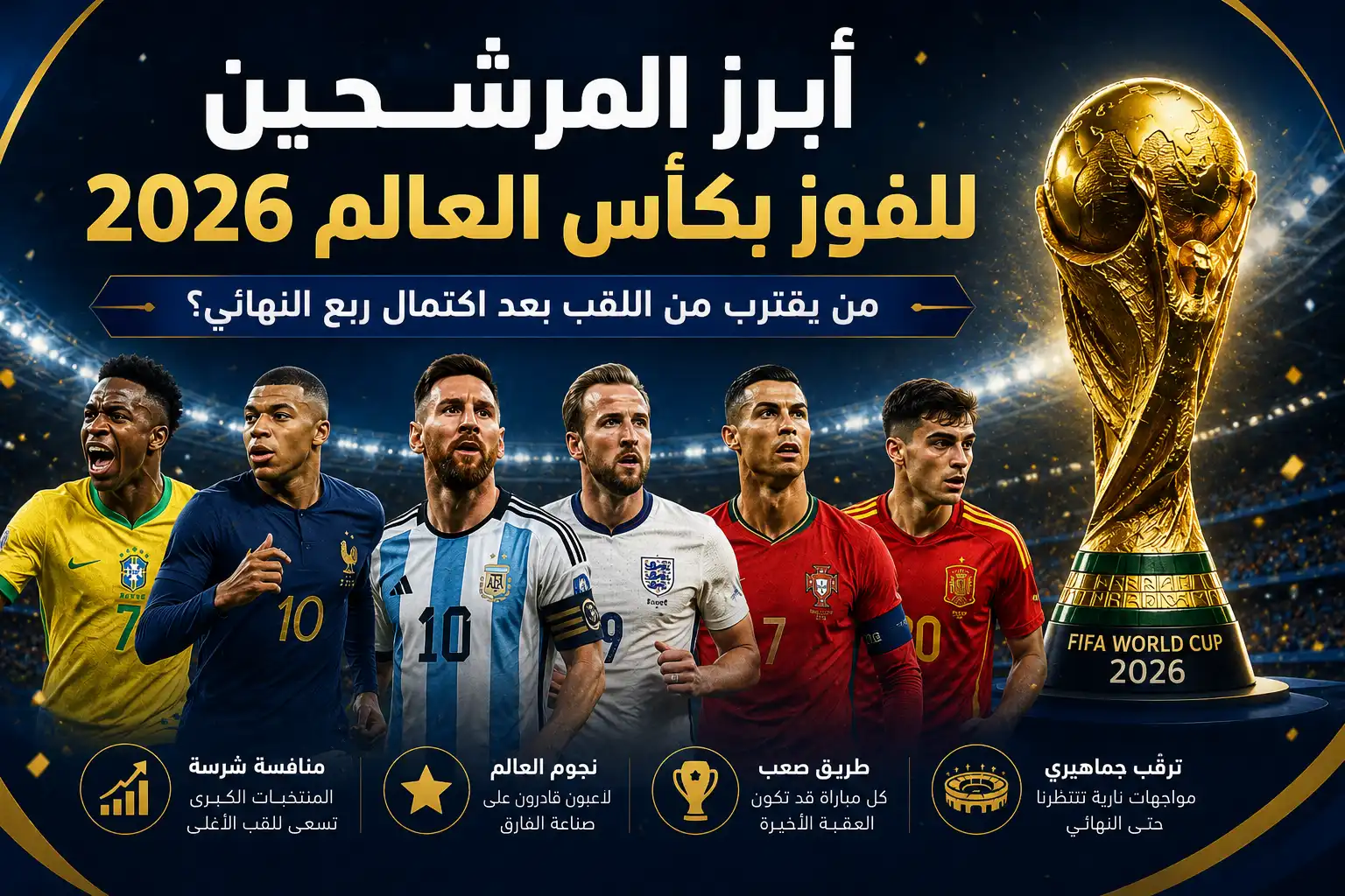 أبرز المنتخبات المرشحة للفوز بكأس العالم 2026 بعد اكتمال ربع النهائي